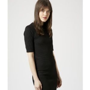 Topshop ribbed black bodycon dress